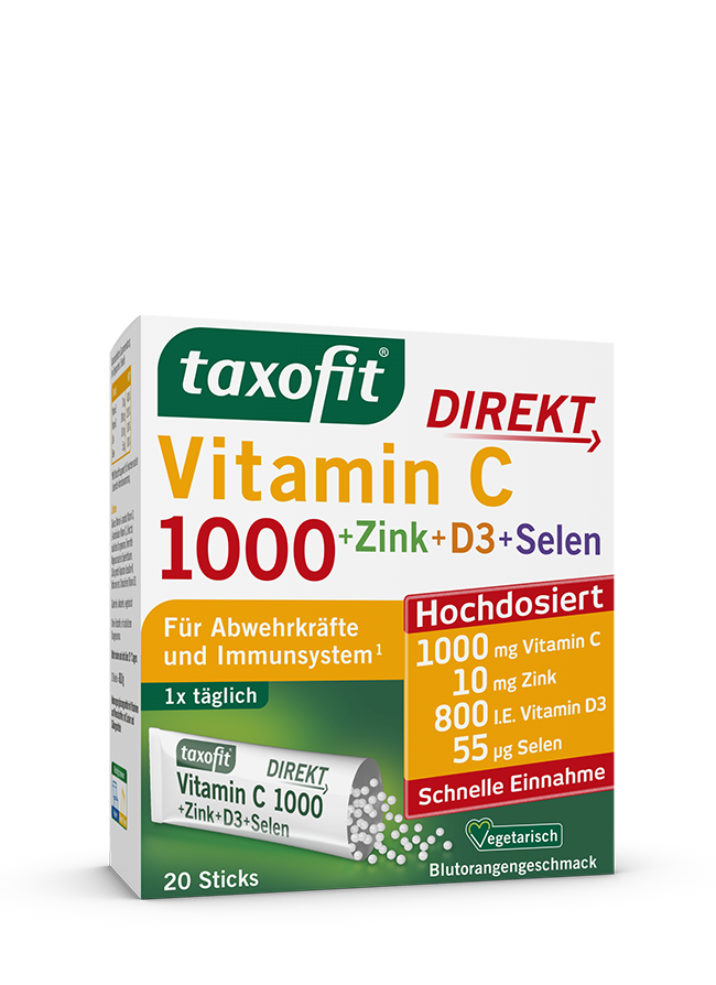 <i>taxofit®</i> Vitamin C 1000 + Zink + D3 DIREKT <i>taxofit®</i> Vitamin C 1000 + Zink + D3 DIREKT