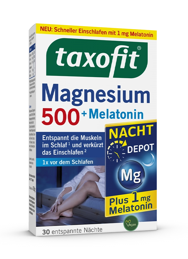 <i>taxofit®</i> Magnesium 500 Nacht + Melatonin Depot <i>taxofit®</i> Magnesium 500 Nacht + Melatonin Depot