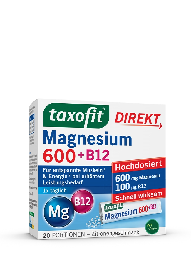 <i>taxofit®</i> Magnesium 600 + B12 Direkt-Granulat <i>taxofit®</i> Magnesium 600 + B12 Direkt-Granulat