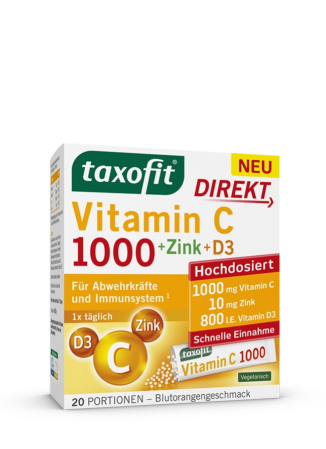 <i>taxofit®</i> Vitamin C 1000 + Zink + D3 DIREKT <i>taxofit®</i> Vitamin C 1000 + Zink + D3 DIREKT