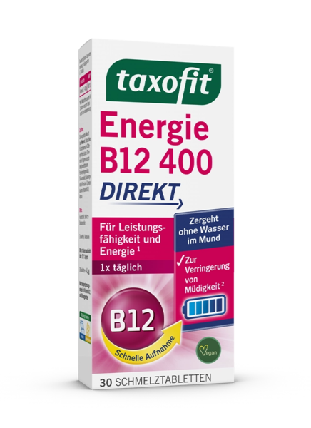 taxofit® Energie B12 400 - direkt Schmelztabletten taxofit® Energie B12 400 - direkt Schmelztabletten