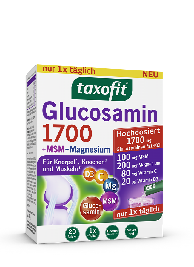 <i>taxofit®</i> Glucosamin 1700 + MSM + Magnesium Sticks <i>taxofit®</i> Glucosamin 1700 + MSM + Magnesium Sticks