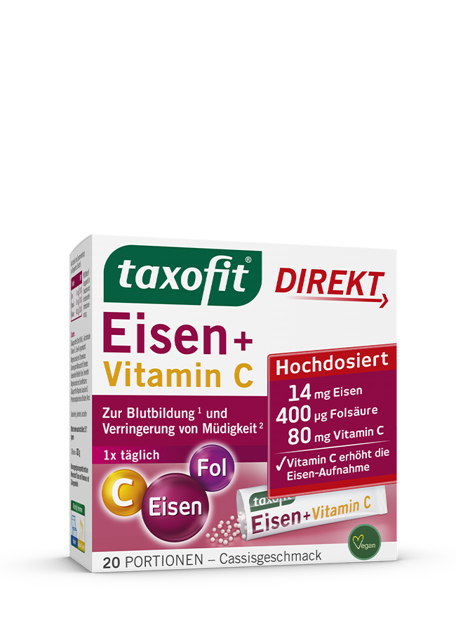 <i>taxofit®</i> Eisen + Vitamin C Direkt-Granulat <i>taxofit®</i> Eisen + Vitamin C Direkt-Granulat