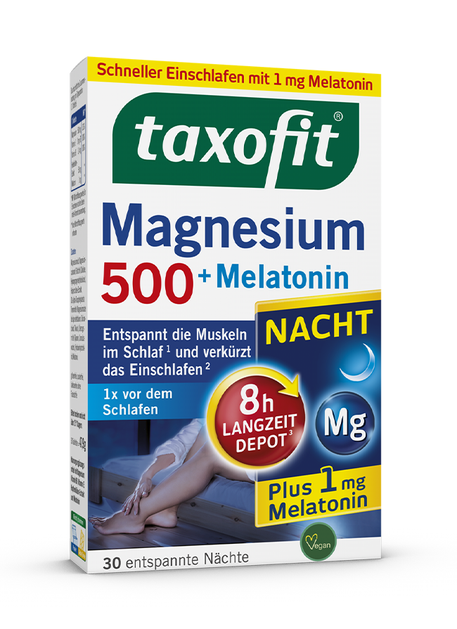 <i>taxofit®</i> Magnesium 500 Nacht + Melatonin Depot <i>taxofit®</i> Magnesium 500 Nacht + Melatonin Depot
